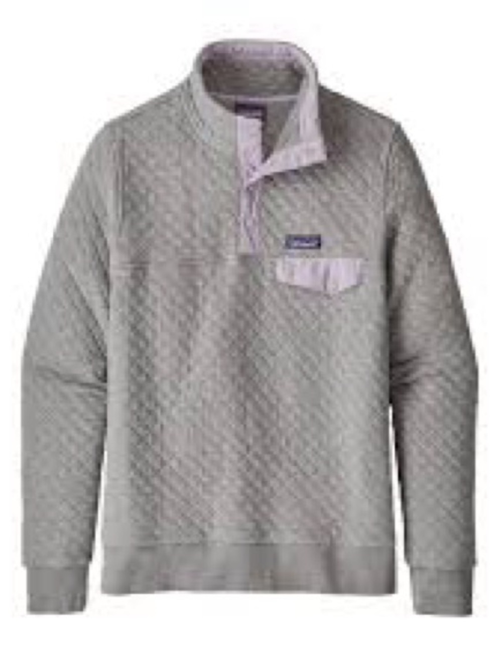 Patagonia NWOT Women’s Organic Cotton Quilted Snap-Pull Over Lavender/ Gray XS